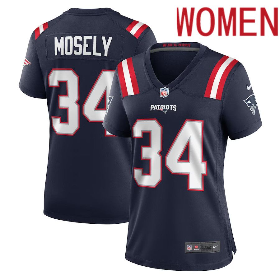 Women New England Patriots 34 Quandre Mosely Nike Navy Home Game Player NFL Jersey